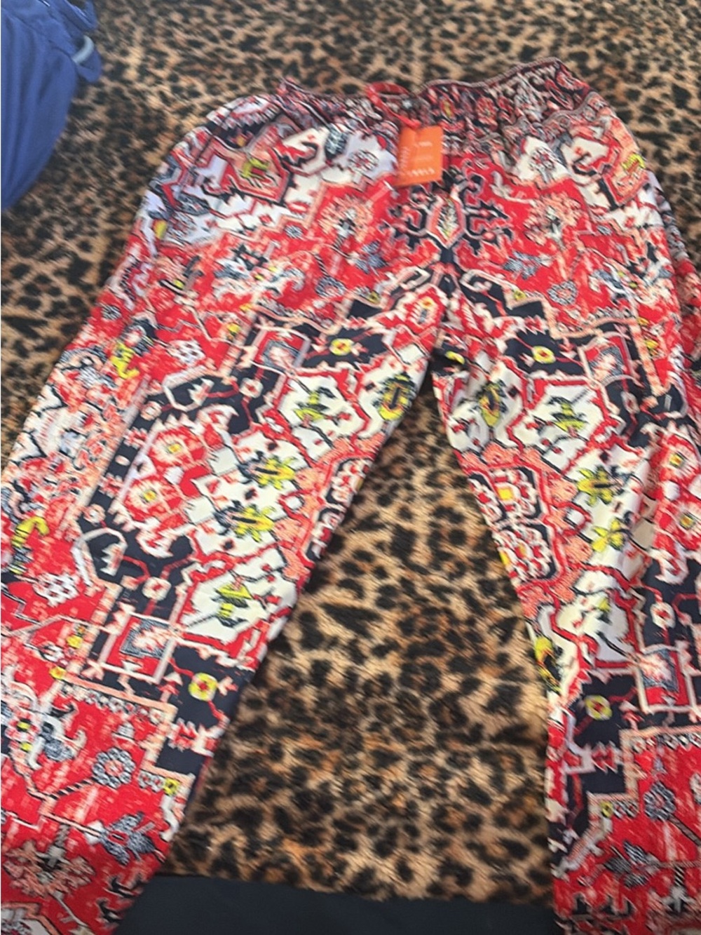 YOUNG LA Red Patterned Elastic-Waist Bottoms